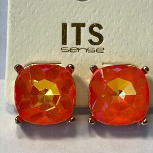Fluorescent orange stud earrings